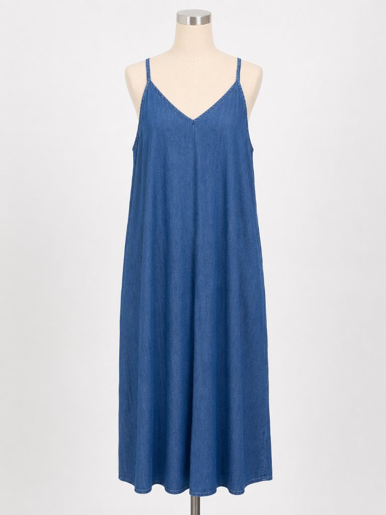 Ashley Stewart Stylish Chambray Maxi Dress Size 10l.